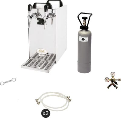 Complete set - Biertap - Kontakt 40, Thuistap 2-kraans droogkoeler, 50 liter/u - Beertender, Bierkoeler, zonder fustkoppeling