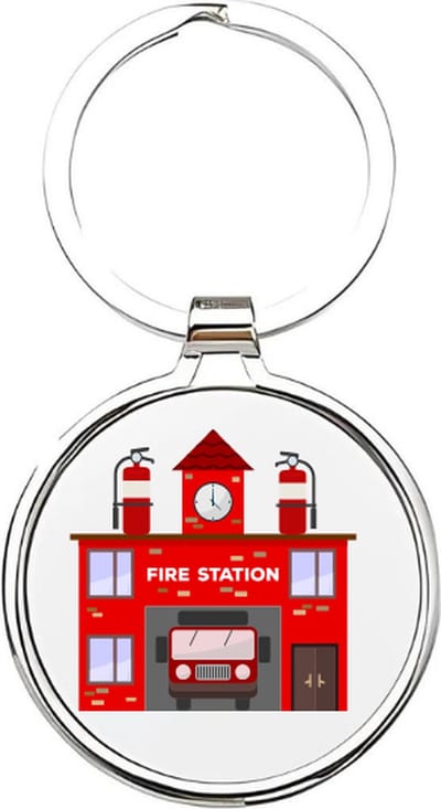 Akyol - brandweerkazerne Sleutelhanger - Brandweer - de beste brandweerman - brandweerman - fire fighter - kazerne - brand - hulpdienst - brandwacht - brandweerauto - brandweerhelm - hulp bij ongelukken - brandweerman - 4 x 7,5 CM