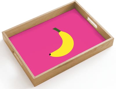 Dienblad hout 40x30 cm - Schootdienblad - Banaan - Geel - Fruit - Borrelplank rechthoek - Plateau dienbladen