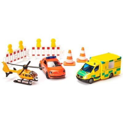 Siku Rescue team cadeauset - VW Kever ambulance, Mercedes-Benz ambulance, helikopter, multikleur