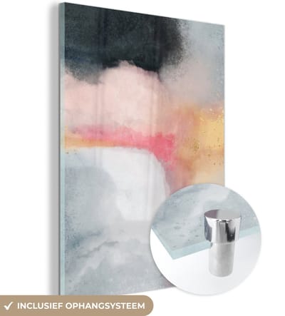MuchoWow® Glasschilderij 120x160 cm - Schilderij acrylglas - Verf - Abstract - Design - Foto op glas - Schilderijen