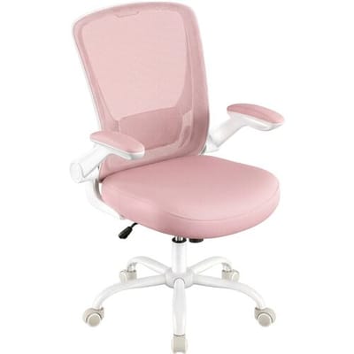 Joyfurnos Ergonomische Bureaustoel Roze - Verstelbare Lendensteun en Opklapbare Armleuningen - 60 x 64 x 103-110 cm