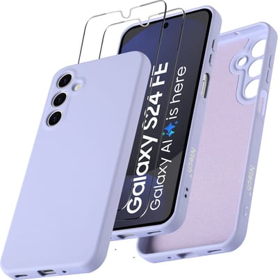 Hoesje geschikt voor Samsung Galaxy S24 FE Hoesje siliconen Lila zacht siliconen hoesje TPU - met Screenprotector voor Samsung S24 FE - 2 stuks
