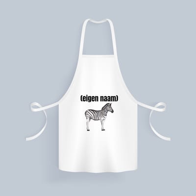 Akyol - zebra met eigen naam Keukenschort - Zebra - dieren liefhebber - iemand die houdt van zebra's - verjaardag - cadeau - kado - geschenk - 82 bij 71 cm