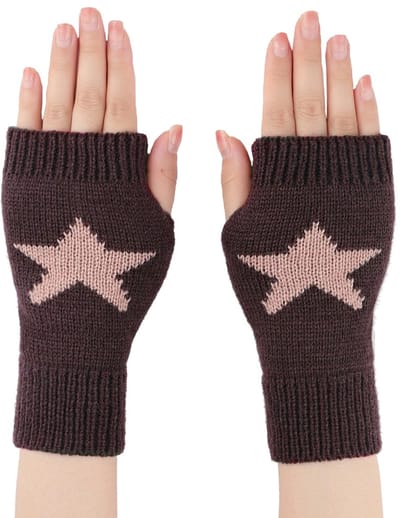Dailygoods- Vingerloze Handschoenen - Gebreid Materiaal - Sterprint - Dames/Heren - Outdoor - Warmte/Comfort - Vingerloze Wanten