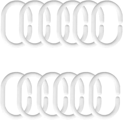 Famanu – Douchegordijnhaken set 12 – C-vorm kunststof ringen