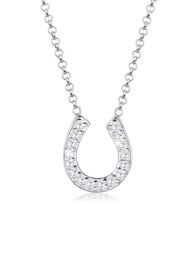 Elli - Halsketting - Dames Hoefijzer Hanger Talisman Geluk met Zirkonia Kristallen in 925 Sterling Zilver - Dames