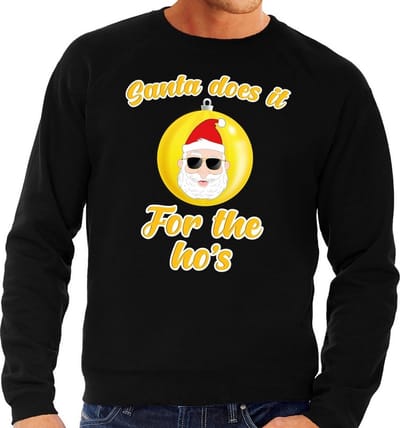Foute kersttrui Santa does it for the ho's zwart voor heren S