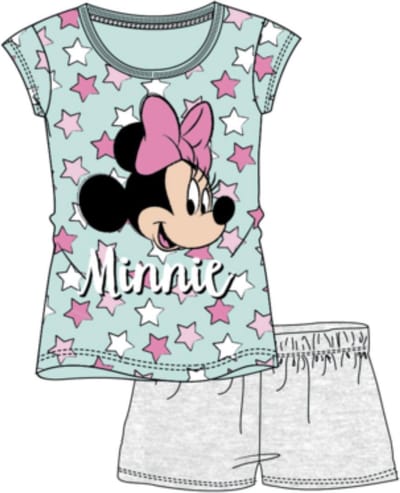 Disney Minnie mouse pyjama met korte mouw - lichtgroen - grijs - maat 116 cm / 6 jaar