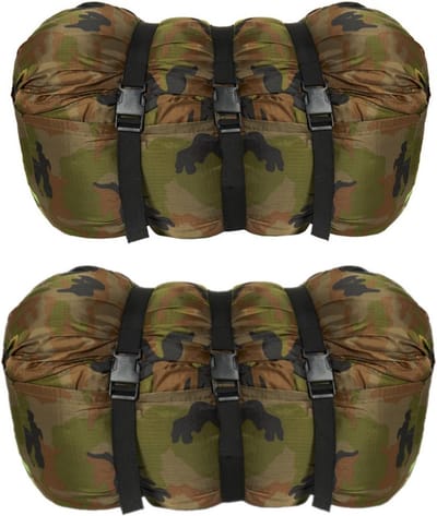 Mummie slaapzak - Set van 2x stuks - 1 persoons - camouflage print - 210 x 80 cm - Outdoor/camping slaapzakken