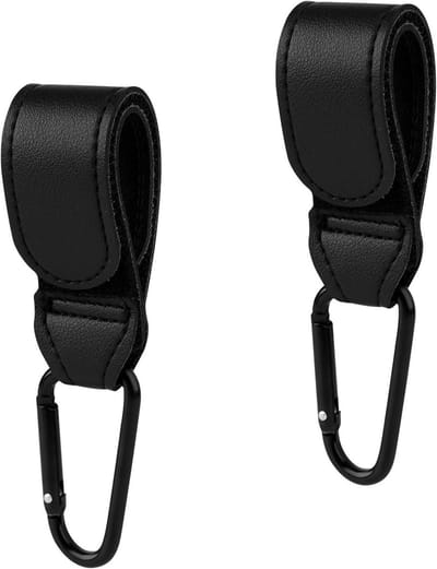 Allecto Plus - Kinderwagen Haken 2 Stuks voor Mama - Tashaak Clips voor Hangende Tassen en Boodschappen - Zwart Kleurige Luiertassen Haken
