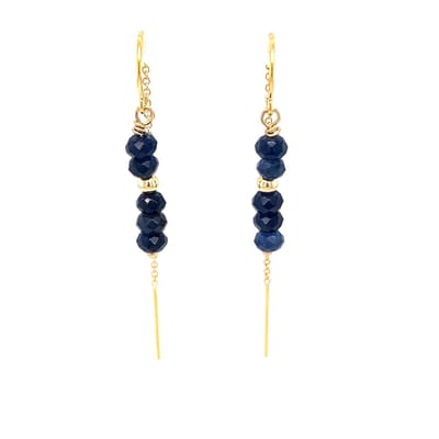 Pat's Jewels Oorbellen - Oorbellen Dames - Doortrek Oorbellen - Blauw - Jade- Goud