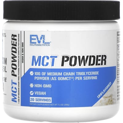 EVLution Nutrition, Poudre de MCT, Non aromatisée, 7,1 oz (200g)