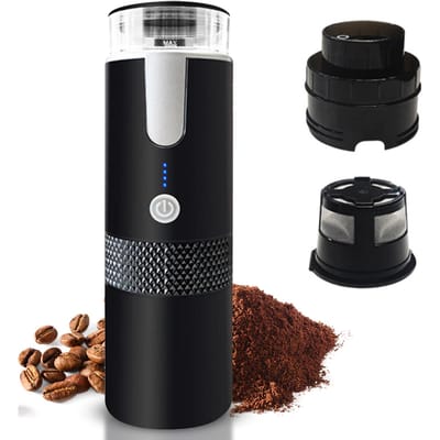 Draagbare Elektrische Espresso Koffiemachines 6oz Single Serve Mini Koffiezetapparaat met Kopje Koffiepoeder en Capsulebak zwart