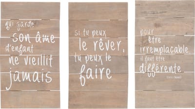 J-Line wanddecoratie panelen positief droom - hout - naturel - 3 stuks