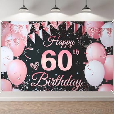 60 Jaar Verjaardagsbanner - Feestdecoraties voor Mannen en Vrouwen - Happy Birthday Banner (180 x 110 cm)