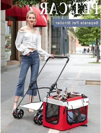 Huisdier Kinderwagen - Draagbare Reiswieg - Comfortabel Reizen - Opvouwbaar Lichtgewicht - Tot 20kg - Grijs