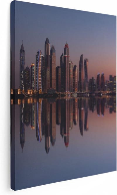 Artaza Canvas Schilderij Stad - 30x40 cm - Klein - Wanddecoratie Skyline - Muurdecoratie Zonsondergang - Kamer Accessoires Wolkenkrabbers