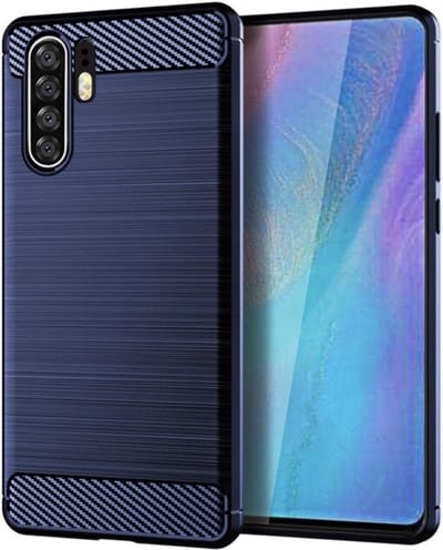 Luxe Huawei P30 Pro hoesje – Donkerblauw - Navy Blue – Geborsteld TPU carbon case – Shockproof cover