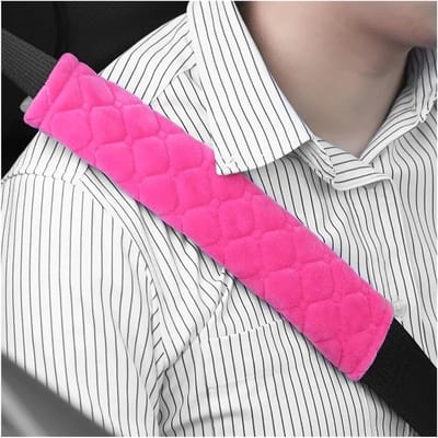 Gordelkussen - Schouderbeschermer - Comfortabel Rijden - Zacht Pluche Materiaal - 1 Stuk - Roze