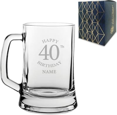 Gegraveerde Bierpul met Naam voor 40e Verjaardag Klassiek Ontwerp 495 ml
