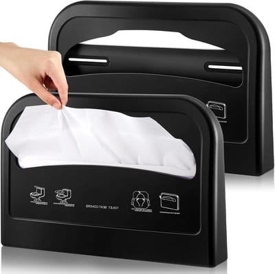 Toiletzitting Hoezen - Dispenser Set - Hygiënisch Werken - Halfgevouwen Ontwerp - 415 x 304 x 43 cm - Zwart