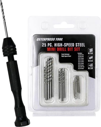 BukkitBow Mini Handboor Met 25-Delige Bitset – Aluminium Handboortje - 25 Boortjes Inbegrepen