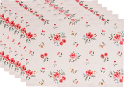 Clayre & Eef Placemats Set van 6 48x33 cm Beige Katoen Rozen