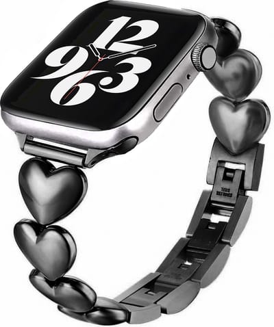 MY PROTECT - Luxe Metalen Love Bandje - Geschikt Voor Apple Watch Bandje - Series 1/2/3/4/5/6/7/8/9/10/SE/Ultra - 44mm - 45mm - 46mm - 49mm - Zwart