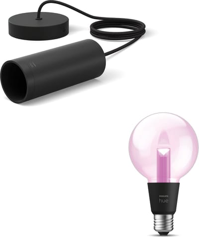 Philips Hue Lightguide Hanglamp (Zwart) - E27 - Wit en Gekleurd Licht - Incl. 1 Hue Lightguide Globe Lamp Klein (G95) - Hue White and Color Ambiance