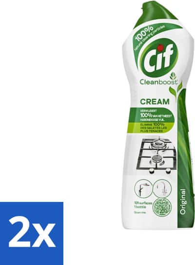 Cif - Schuurmiddel - Cream Original - Verwijdert Hardnekkig Vuil - 750ml - Voordeelverpakking - 2 stuks