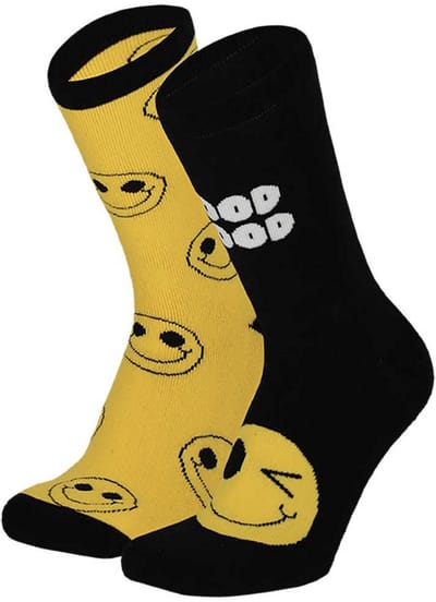 Apollo - Jongens - Sokken - Antislip - Smiley's - Zwart - 2-pack - Maat 23/26