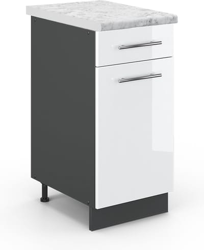 Vicco Fame-Line Keukenonderkast – 40 cm, WB Marmer Wit Hoogglans