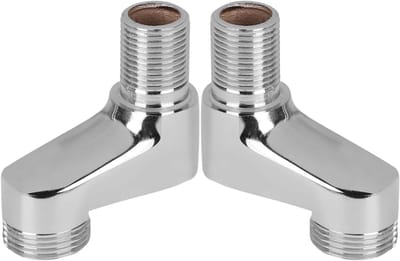 Muurbevestigde douchekraan G1/2 naar G3/4, S-aansluiting, 2 stuks, messing chroom, 15 cm uitloop, duurzame kwaliteit en modern design