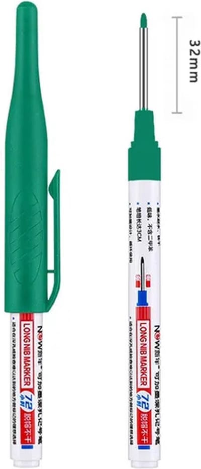 Markeer pen - 32 mm Diep Gat Lange Puntkop Marker - Waterdichte Perforeerpen voor Metaal, Houtbewerking en Decoratie - groen - 1x