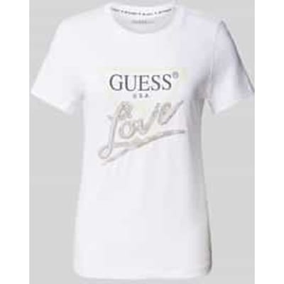 GUESS Cn Ss Love Triangle Pure White Taglia: XS | Maglie Sportivi Outlet | Donna | Bianco