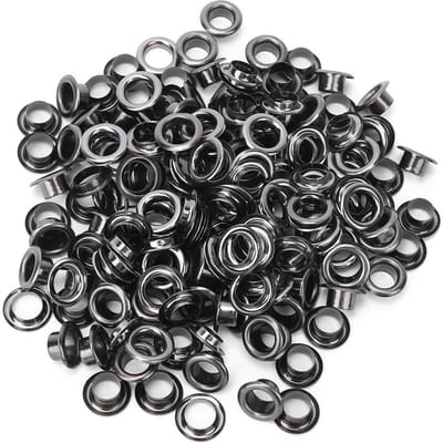 100 stuks 6 mm messing dubbelzijdige oogjes met holle klinknagels voor kleding, tas, riem of schoen(Kleur pistool )