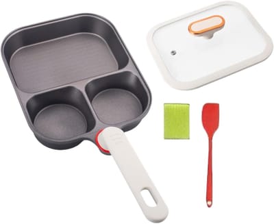 Koekenpan 3 vakken - Ontbijtpan Omeletpan - Eieren Bakken - Antiaanbaklaag - 23.5 cm - Zwart