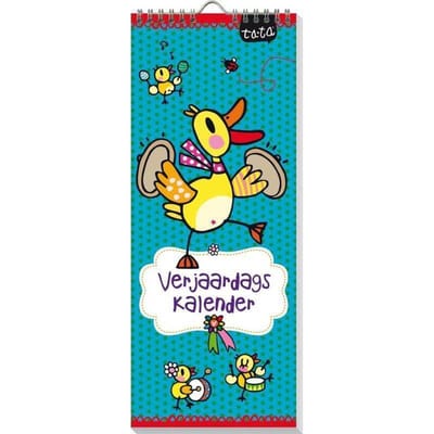 Verjaardagskalender Ta-Ta - Geen jaartal - Ophangbaar - Diverse Kleuren  - 13 x 33 x 0,6 cm