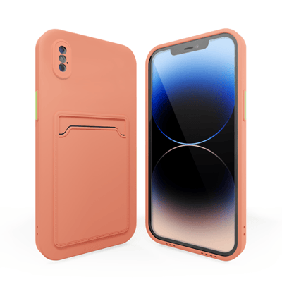 Backcover hoesje met pashouder - Geschikt voor iPhone X / Xs / 10 hoesje - Pasjeshouder shockproof case - Ruimte voor pasjes - Siliconen hoesje roze