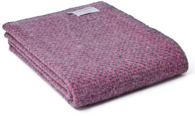 Plaid zonder franje Twill Roze met Grijs - 140x200 - Nieuw Wol - Tweedmill UK