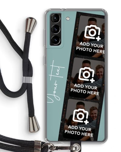 Gepersonaliseerd - Case Company® - Hoesje met koord geschikt voor Samsung Galaxy S21 Plus hoesje met Koord - Filmrol N°1 - Telefoonhoesje met Zwart Koord - Bescherming aan alle Kanten en Over de Schermrand