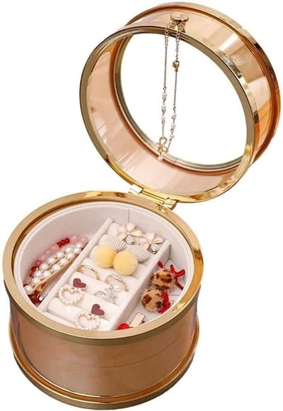Transparante Sieradendoos - Opbergdoos Juwelen - Sieraden Opbergen - Verwijderbaar Vak - 5.5 x 3.1 inch - Transparant