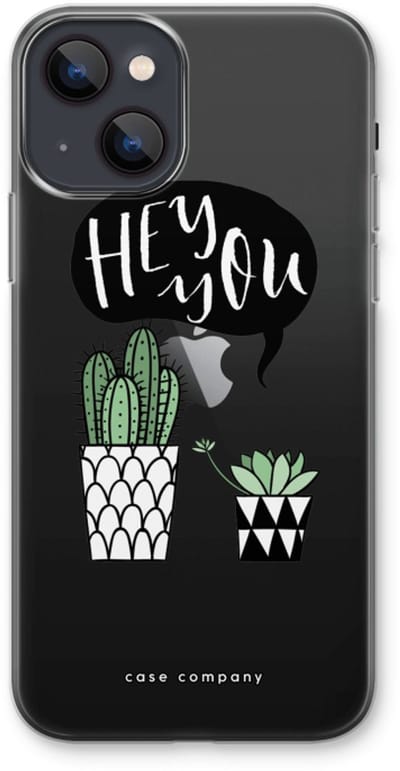 Case Company® - Hoesje geschikt voor iPhone 13 hoesje - Hey you cactus - Soft Cover Telefoonhoesje - Bescherming aan alle Kanten en Schermrand