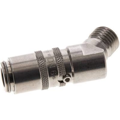 RVS DN 6 Tempereerkoppeling Snelkoppeling M14x1.5 Buitendraad Dubbele afsluiting 45-deg
