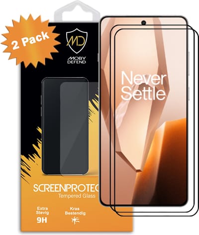 2-Pack MobyDefend Screenprotectors - Geschikt voor OnePlus 13R - Screensavers Met Zwarte Randen - Gehard Glas