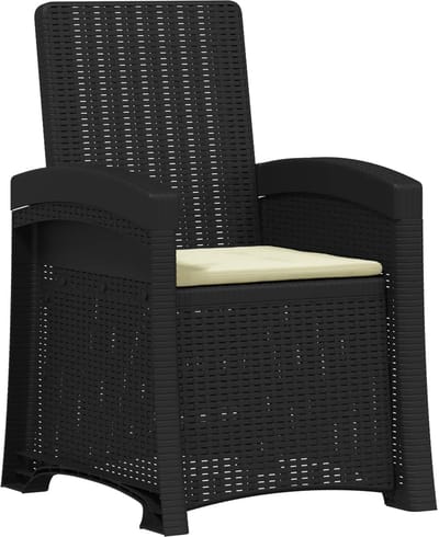 vidaXL - Ligstoel - Rieten - Look - Antraciet- - en - crèmekleurig - PP