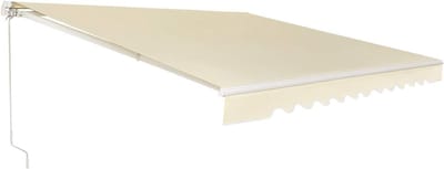 KOMFOTTEU 3,6x3m Luifel met scharnierarm, zonwering, luifel, balkonluifel, intrekbaar met handslinger, zonwering, anti-UV en waterdicht, van metaal en polyester, met instelbare hoek