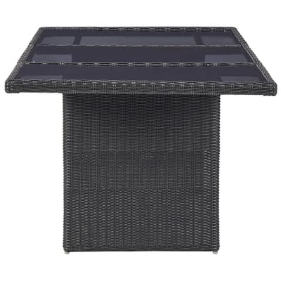 vidaXL - Tuintafel - 200x100x74 - cm - glas - en - poly - rattan - zwart