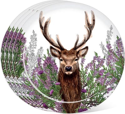 "Set Picknick/Camping Borden - Wild Stag Hert - Duurzaam RPET - 4 Stuks - Ø 23 cm"